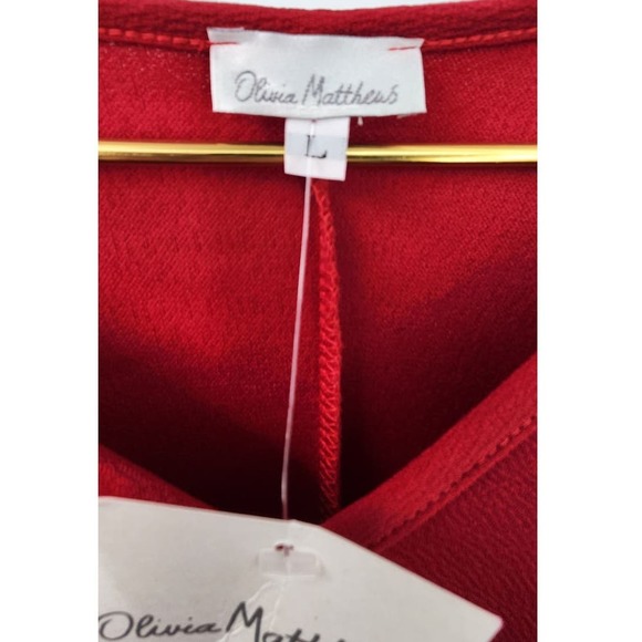 New NWT Olivia Matthews Style 946m Red Ruffle Sleeve Shift Dress Large - Picture 7 of 8